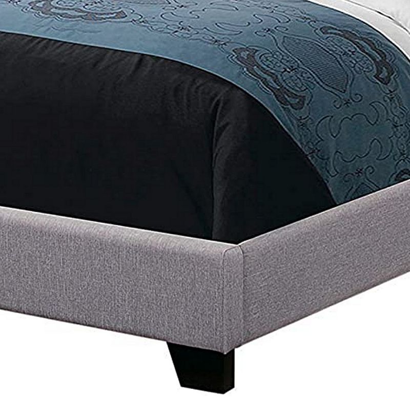 Fabric Upholstered Queen Size Platform Bed with Nail Head Trim， Gray