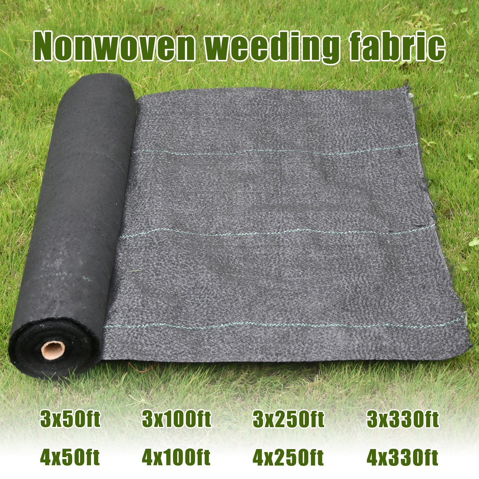 Nsdirect 5oz Heavy Duty Weed Barrier Landscape Fabric, 3*50ft/3*100FT/3*250FT/4*250FT/4*330FT