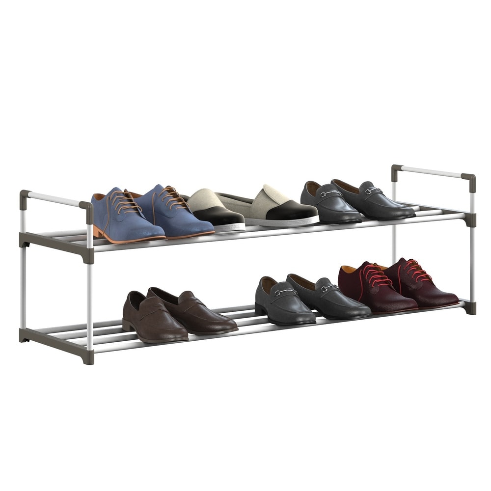 Shoe Rack   Shoe Organizer for Closet  Bathroom  Entryway by Home Complete (White)