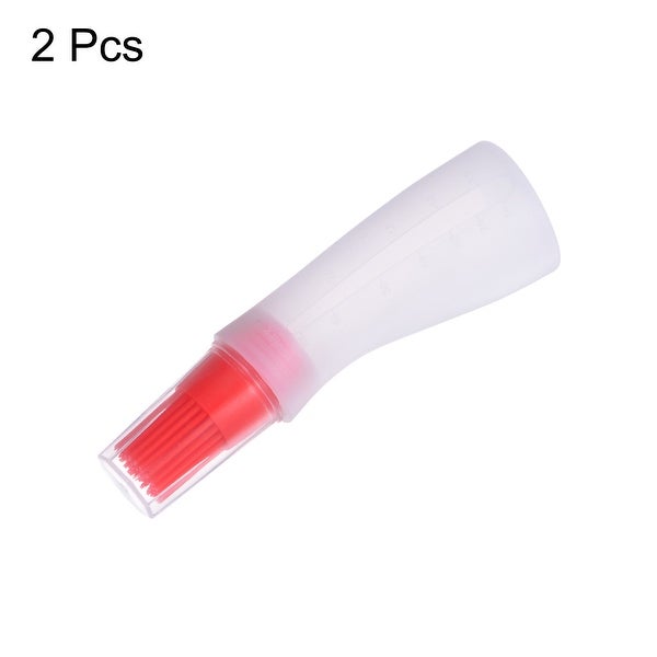 2pcs Silicone Oil Bottle Brush with Cap for Barbecue Cooking Baking， Red