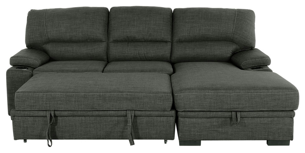 Gallo 2 Piece Sectional Sleeper Sofa With Storage   Transitional   Sleeper Sofas   by Kolibri Decor  Houzz