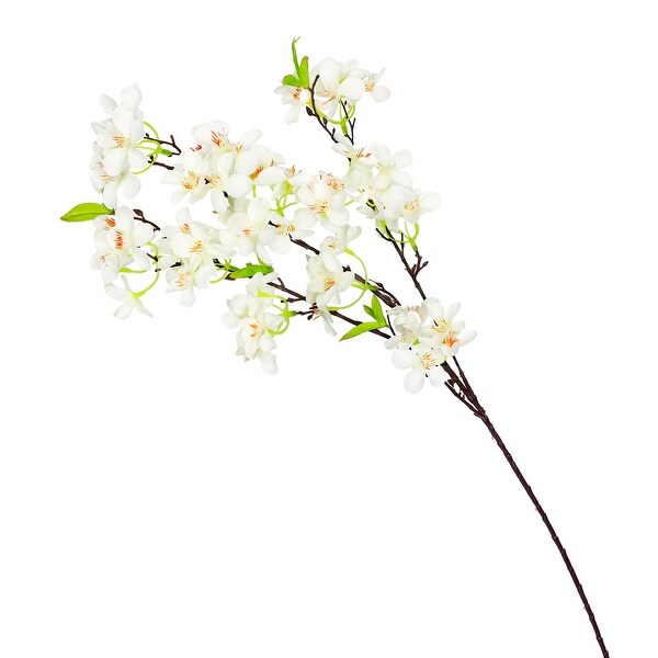 Set of 4 Cream White Artificial Apple Blossom Flower Stem Spray 34in