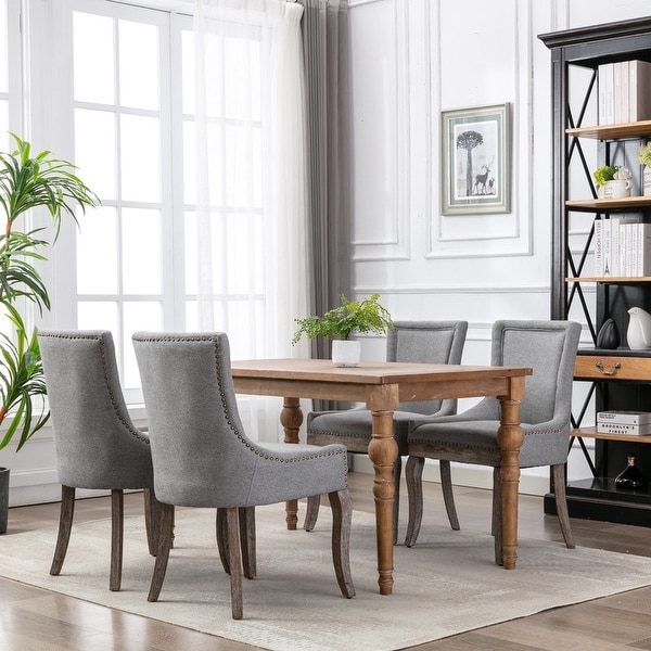 Set of 2 Neutrally Toned Solid Wood Dining Chair， Grey
