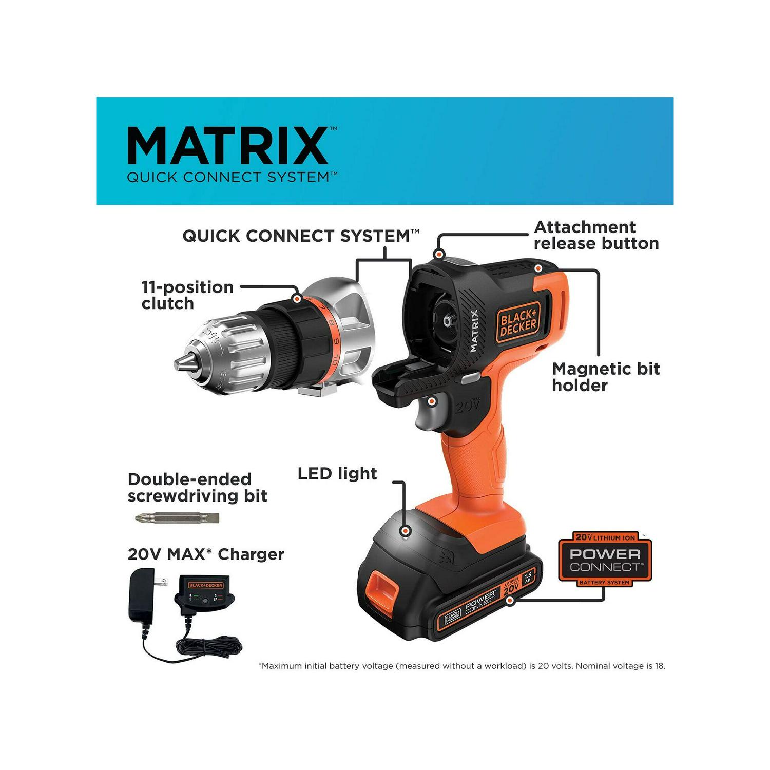 BLACK+DECKER 20V MAX Matrix Cordless Drill/Driver