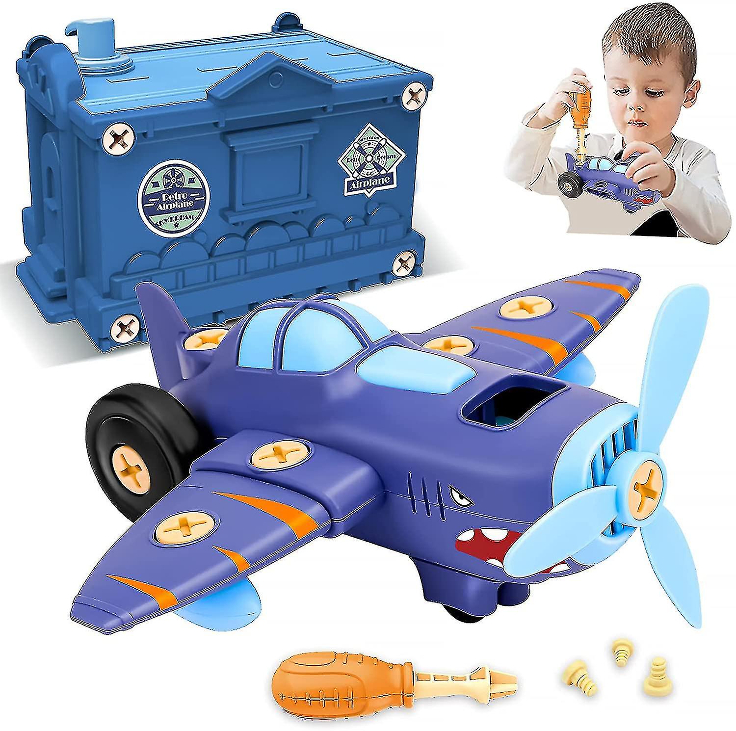 Building Toys For Kids，take Apart Airplane Toy With Electric Motor Toys