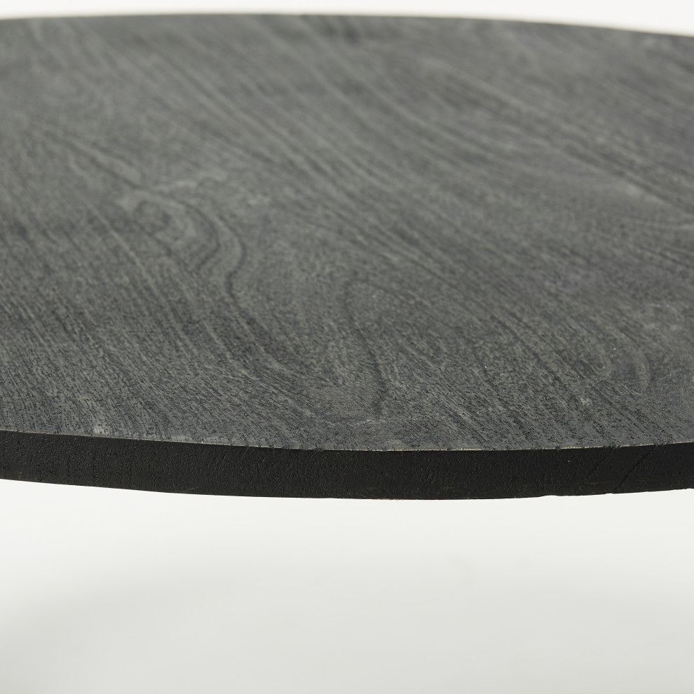 Atticus Black Solid Wood And Antiqued Gold Metal Round Coffee Table   Modern   Coffee Tables   by Mercana  Houzz