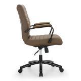 Modern Comfort Winsley Bonded Leather Mid-Back Manager's Chair， Brown/Black， BIFMA Certified