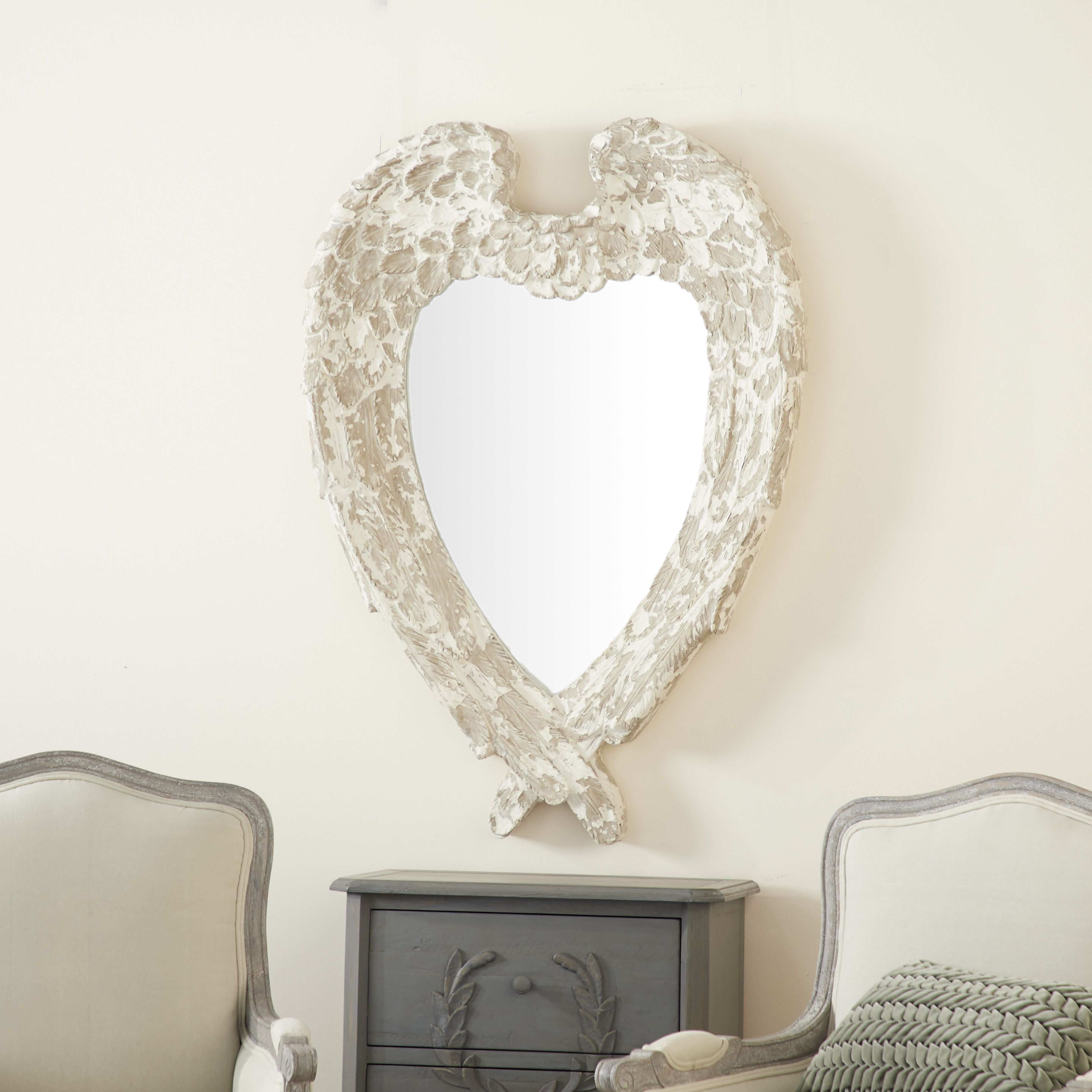 White Resin Farmhouse Wall Mirror 44 x 32