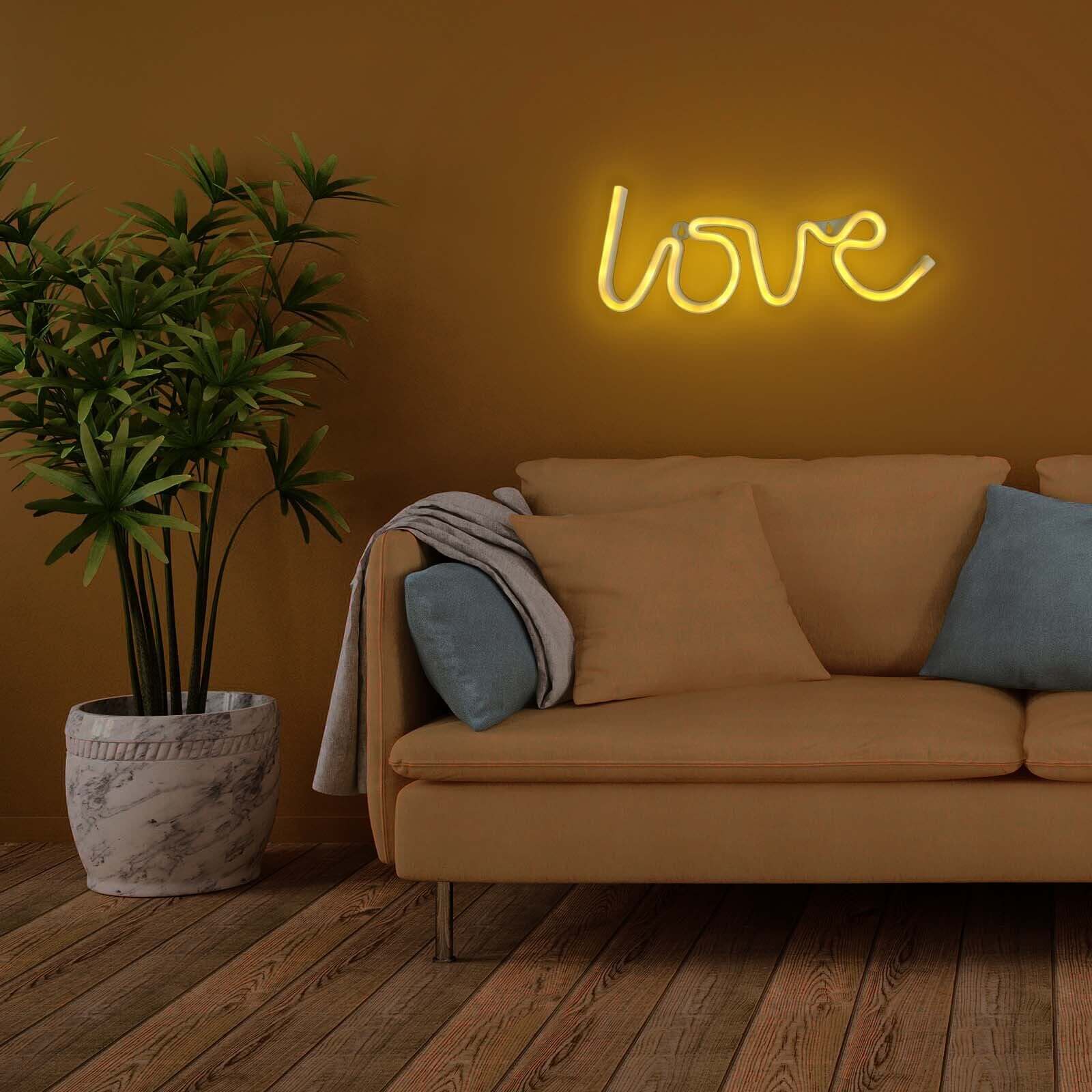 Love Neon Light Sign, LED Reusable Wall Decor Lights USB and Battery Operated 13