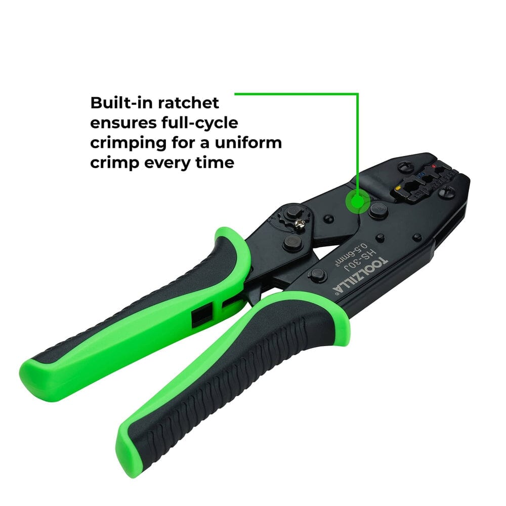 Cable Crimping Tool  Heavy Duty Ratcheting Wire Crimper  Adjustable Pressure