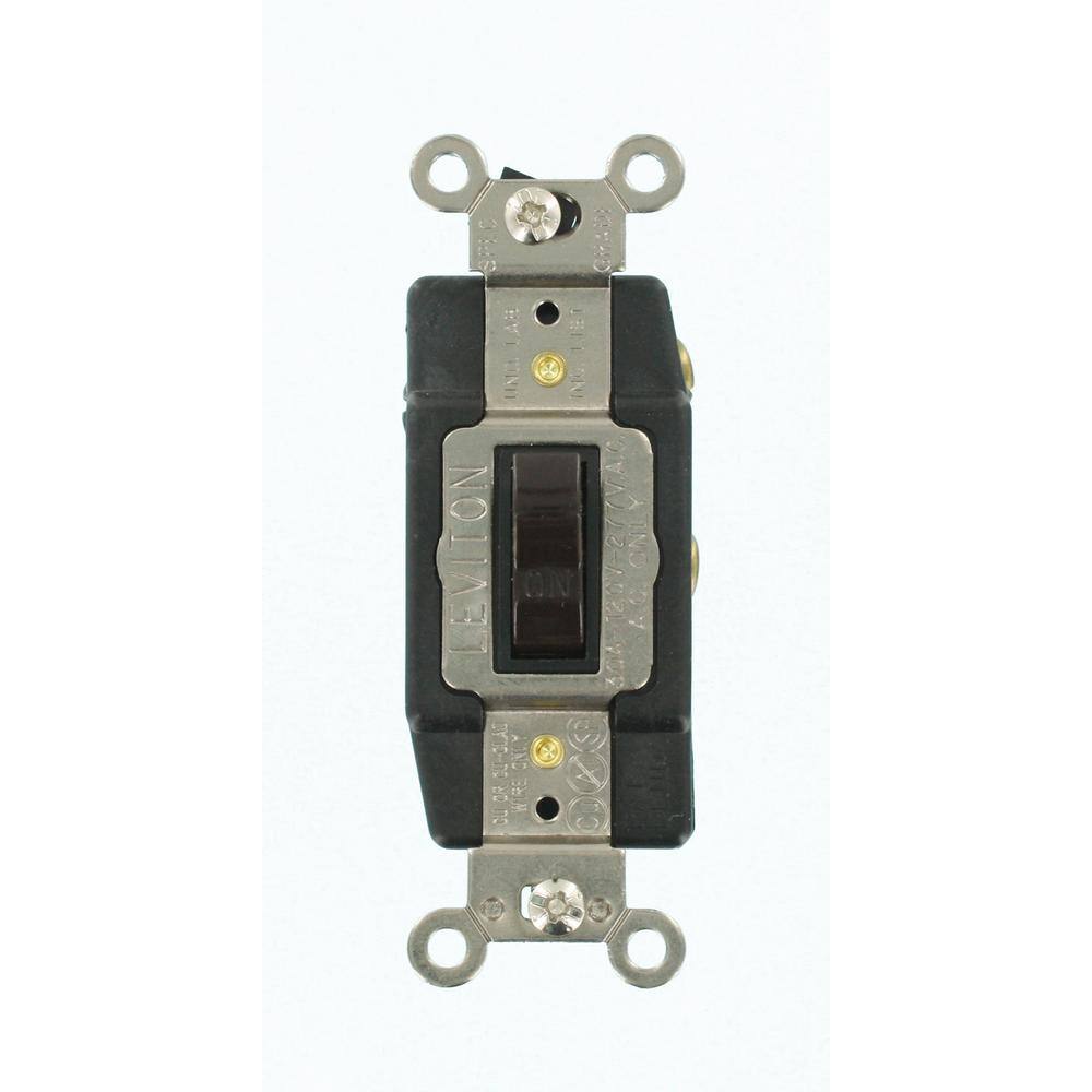 Leviton 30 Amp Industrial Grade Heavy Duty Single-Pole Double-Throw Center-Off Maintained Contact Toggle Switch Brown 1287