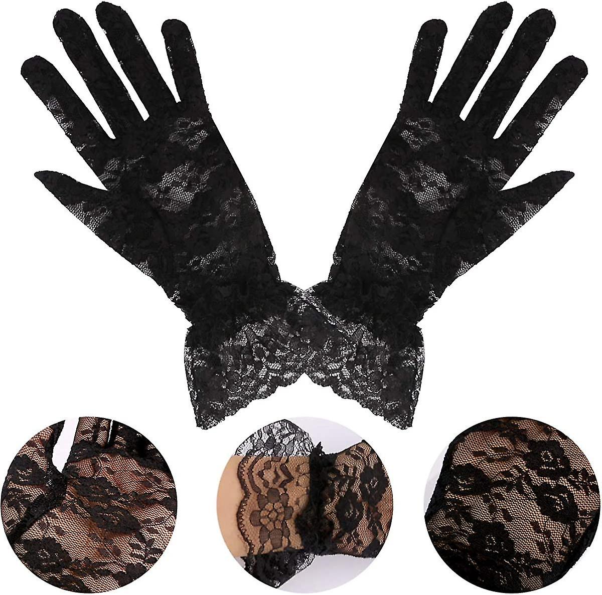 3 Colors Ladies Lace Gloves Short Gloves Courtesy Summer Gloves For Women Wedding Opera