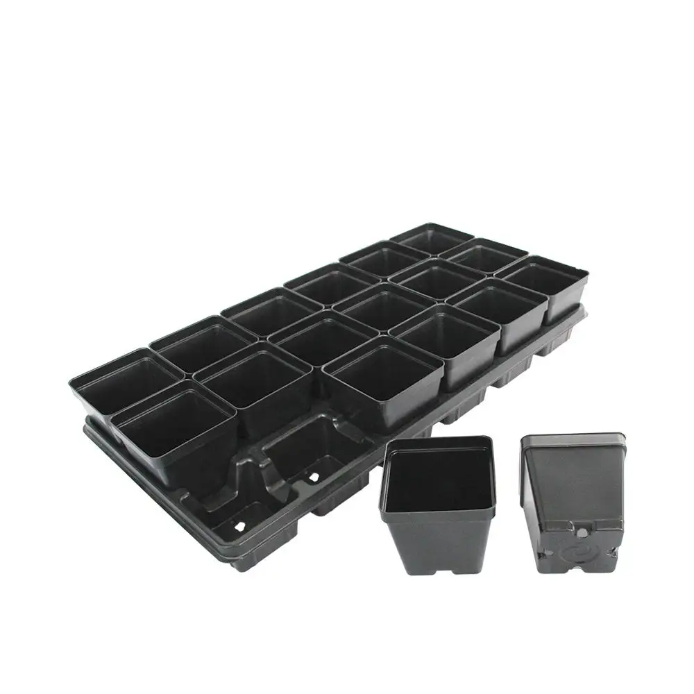 Wholesale Factory Supply Square Black Plastic Lightweight Flower Planting Seedling Gardening Plant Pot