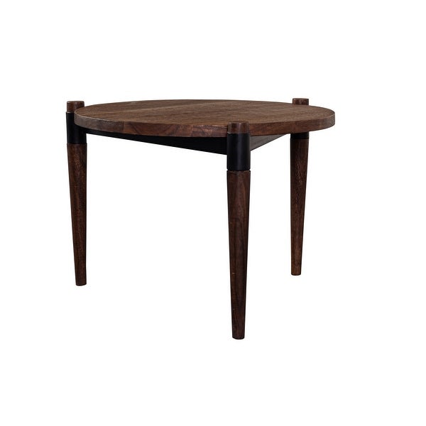 Santiago Contemporary Solid Acacia Wood End Table， Brown