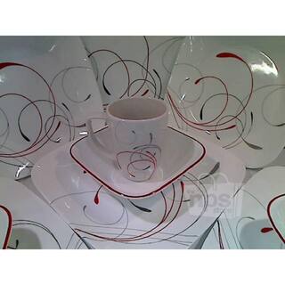 Corelle Splendor Vitrelle Square Splendor Vitrelle 6-Piece Patterned White Glass Dinnerware Set (Service for 6) 1107746