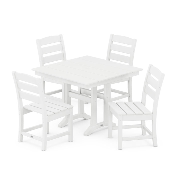 Polywood Lakeside 5-Piece Farmhouse Trestle Side Chair Dining Set PWS637-1