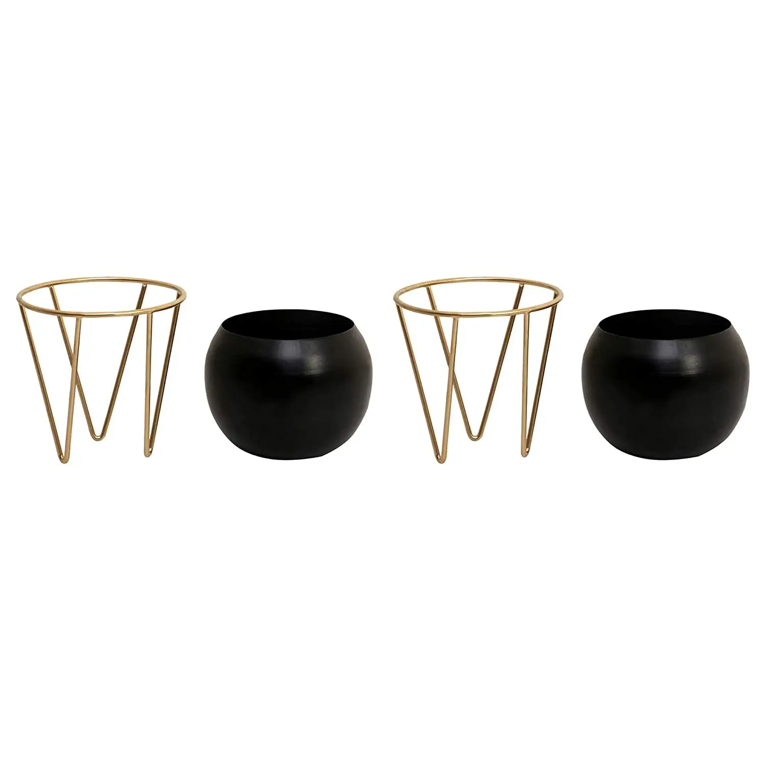 Excellent Design Metal Fancy White Planter With Gold Stand Round Shape Decorative Planter Pots Garden Ware metal Planter