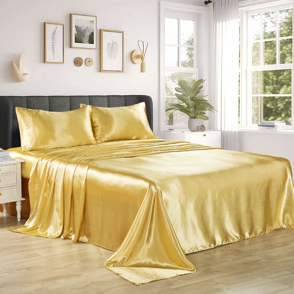 Remembrance Satin 4 piece Bed Sheet Set