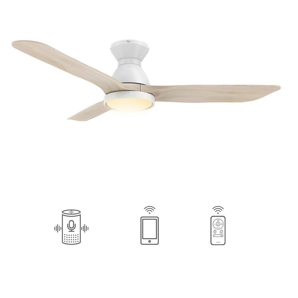 CARRO Antrim 52 in. Dimmable LED IndoorOutdoor White Smart Ceiling Fan with Light and Remote Works with AlexaGoogle Home HS523F3-L12-WM1-1-FM