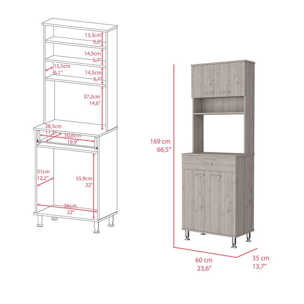 Pantry Piacenza Two Double Door Cabinet  Light Gray Finish High quality and durable