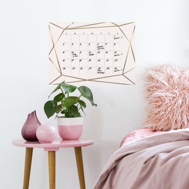 Blush Beauty Dry Erase Calendar Peel And Stick Giant Wall Decal Pink gold Roommates