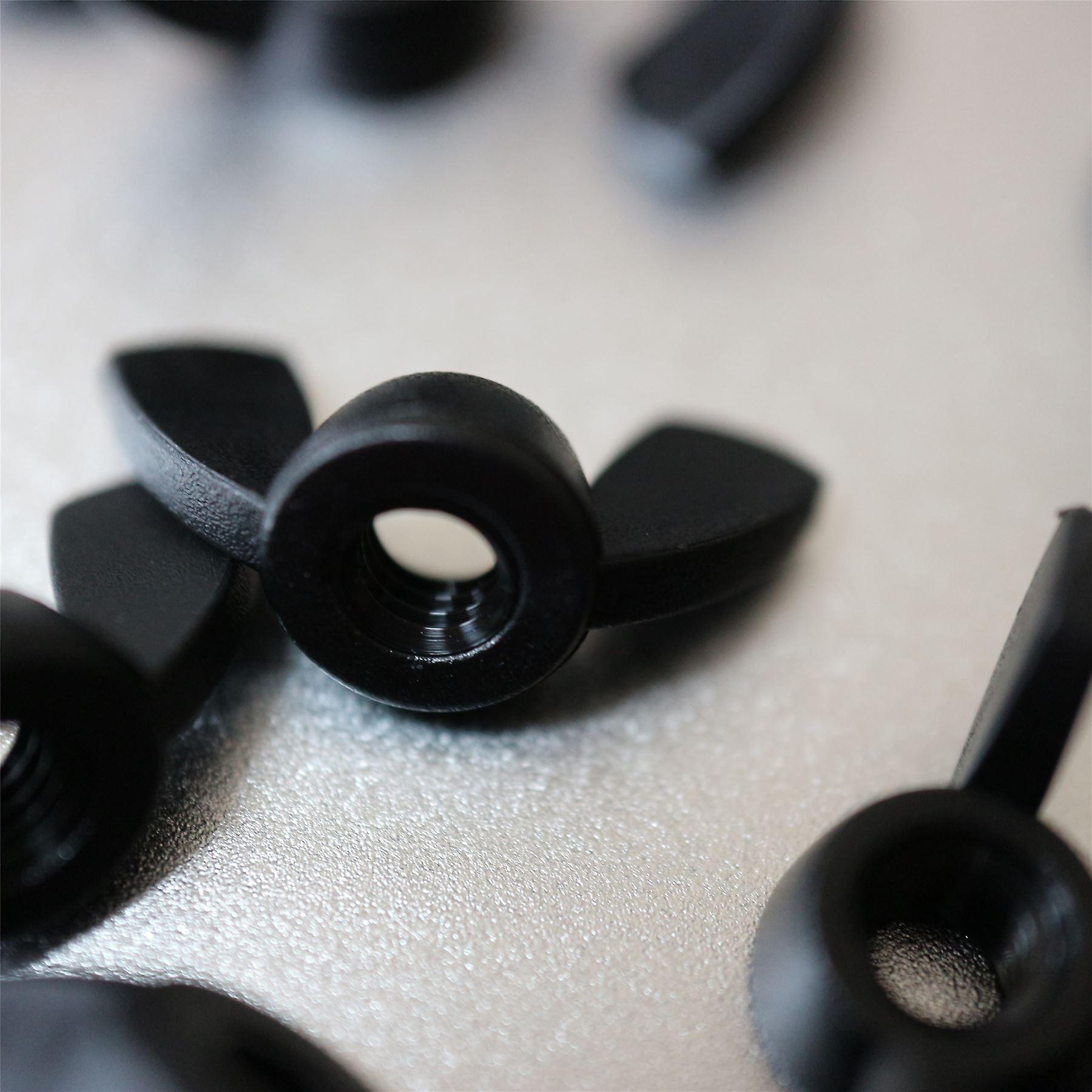 20x  Black， Nylon Plastic， M4 Butterfly， Wing Nuts