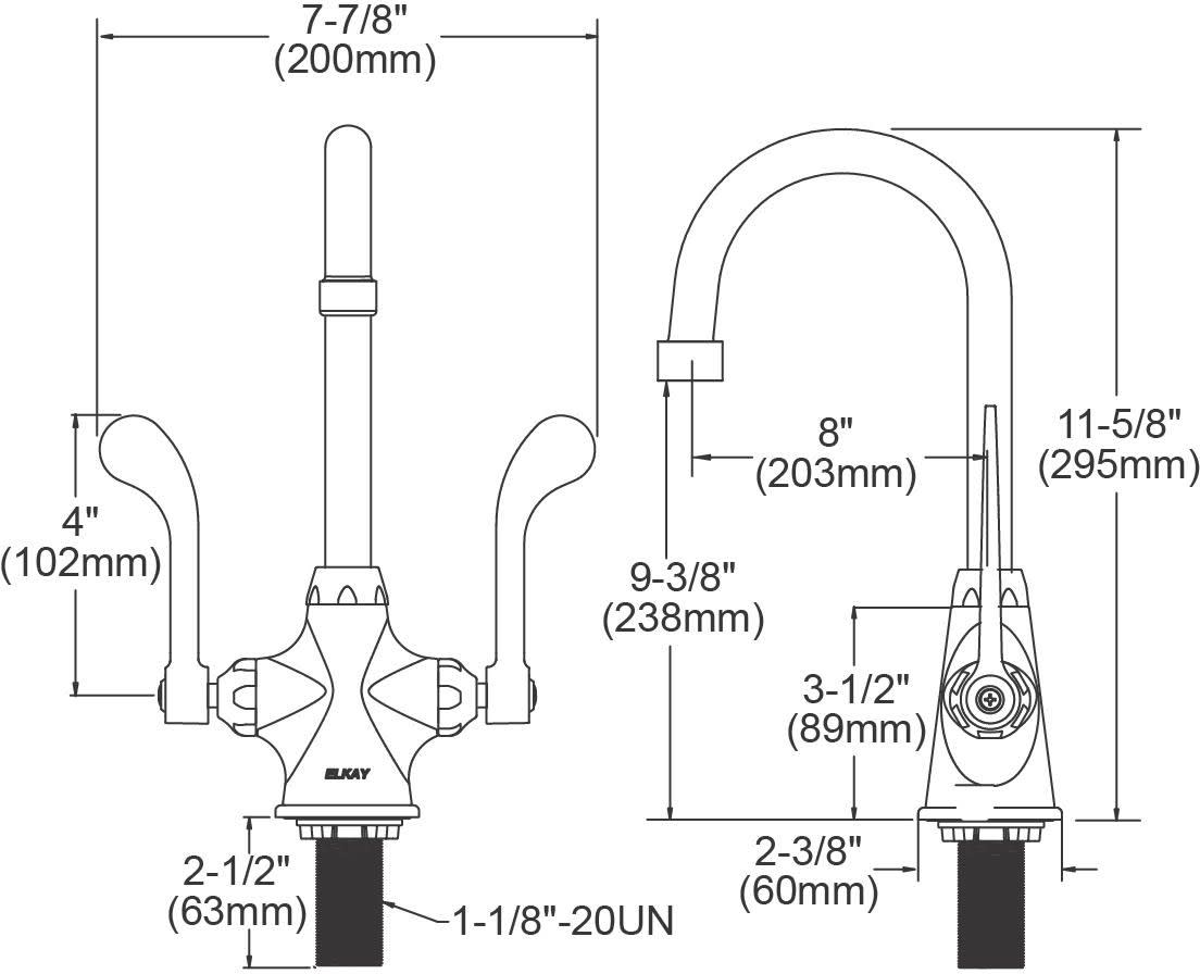 Elkay LK500GN08T4 Single Hole， Concealed Deck Faucet， 8