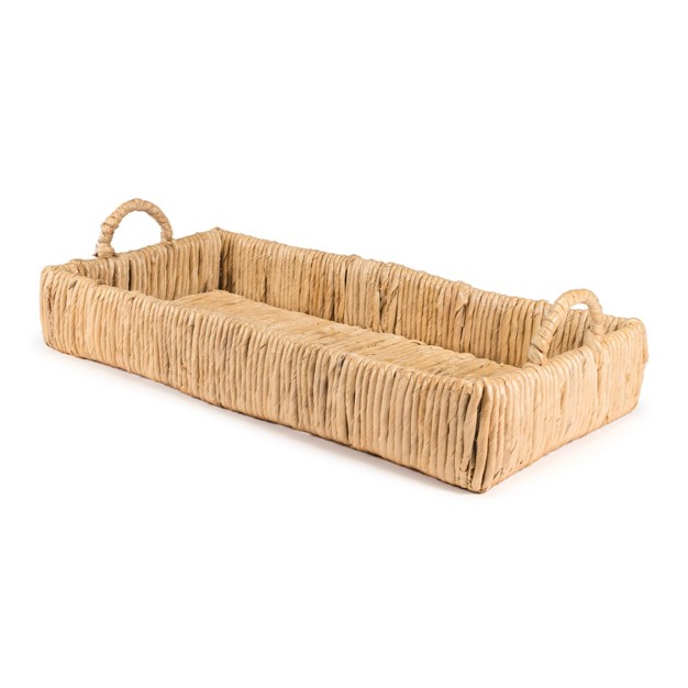 Traditional Southwestern Hand woven Abaca Tray With Handles Natural