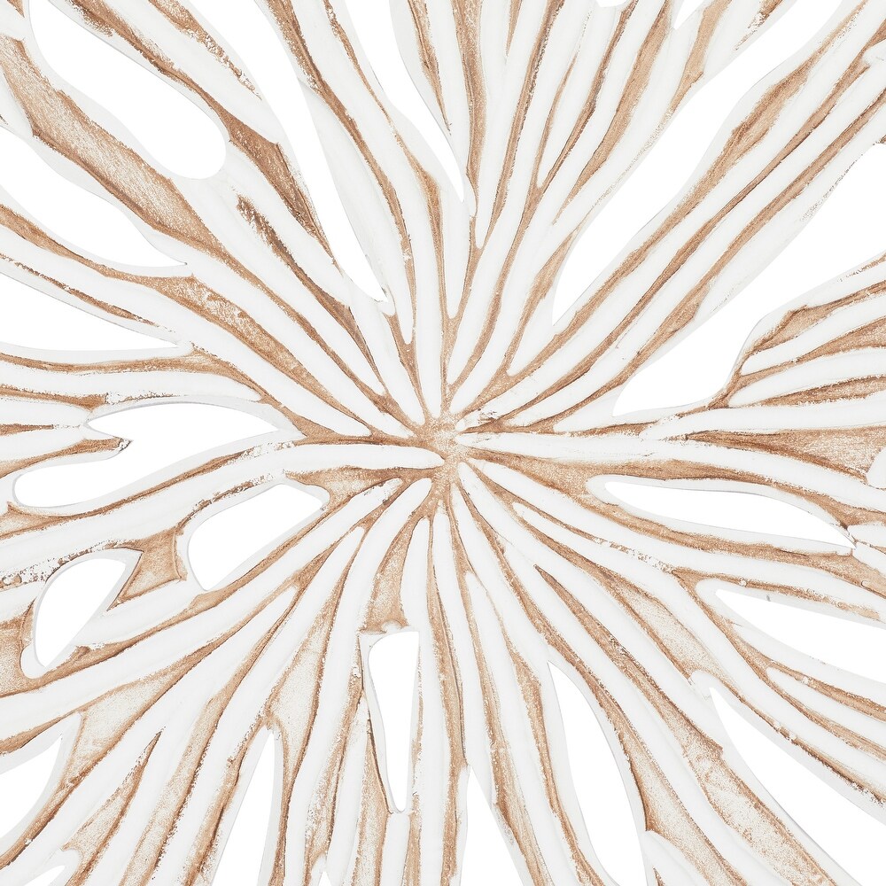 Beige Wooden Handmade Intricately Carved Starburst Wall Decor