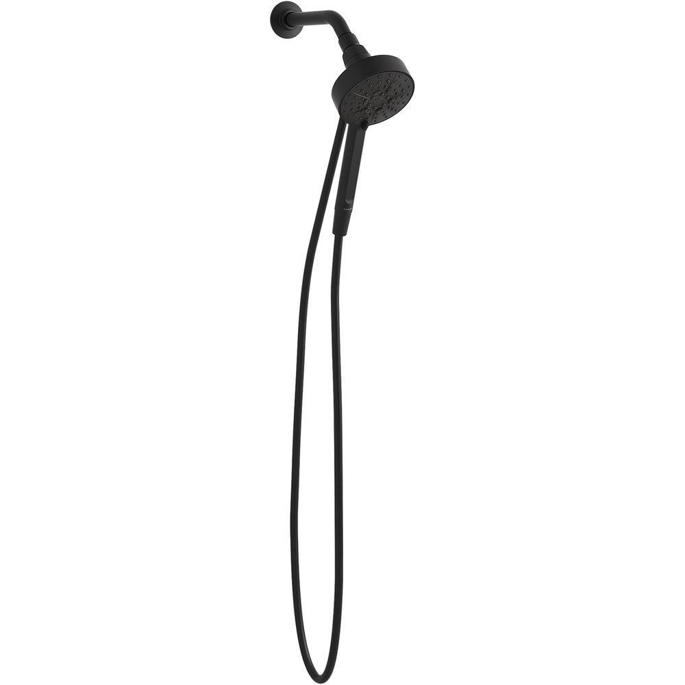 KOHLER Lively 4-Spray Patterns 4. 3125 in. Wall Mount Handheld Shower Head with Hose in Matte Black REC26822-G-BL