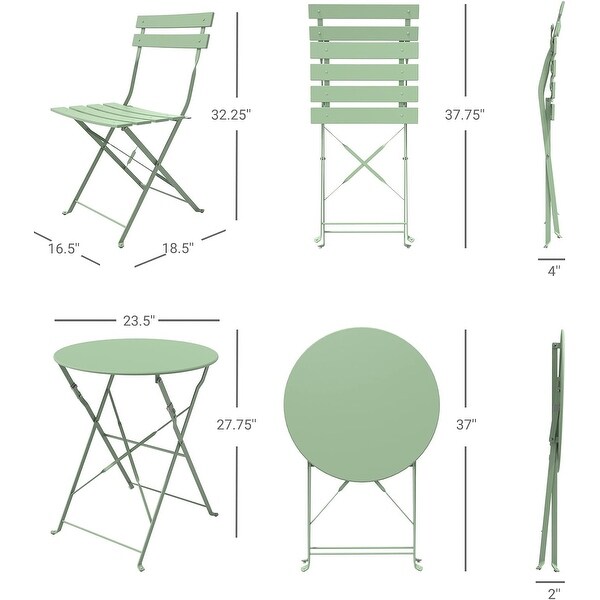 3Piece Bistro Set Folding Outdoor Furniture Sets with Premium Steel Frame Portable Design for Bistro and Balcony