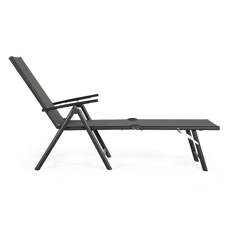 Jomeed Chaise Outdoor Reclining Adjustable Folding Patio Lounge Chair， Gray