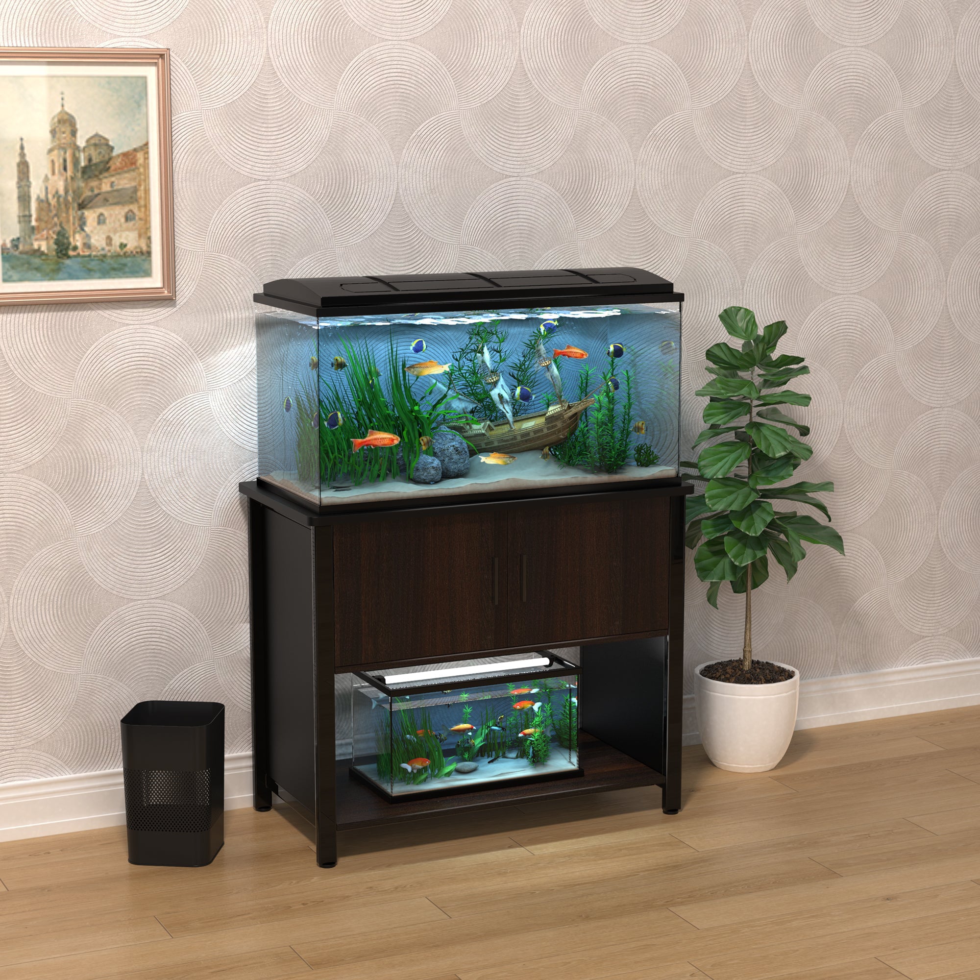 Fish Tank Stand Metal Aquarium Stand with Cabinet， for 40 Gallon Aquarium