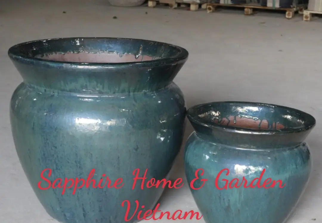 Quality outdoor Ceramic Pots for plants Glazed coated Vietnamse pots modern style Atlantis finishing wholesale pottery pots