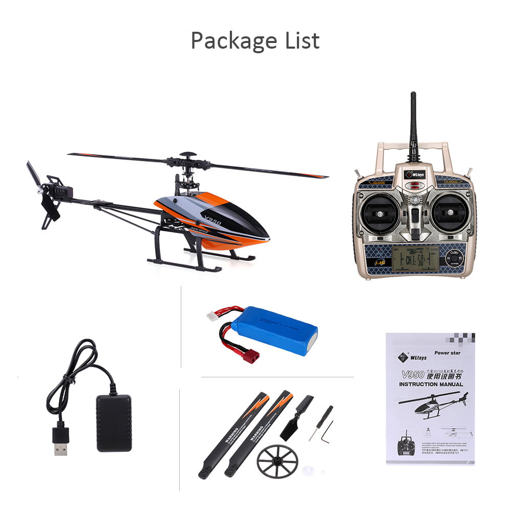 WLtoys V950 RC Helicopter 2.4G 6CH 3D 6G System Brushless Motor Flybarless RTF Helicopter