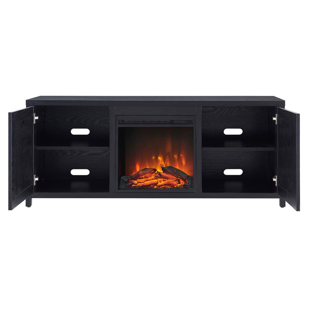 MeyerCross Granger 58 in. Black TV Stand Fits TV's up to 65 in. with Log Fireplace Insert TV1092