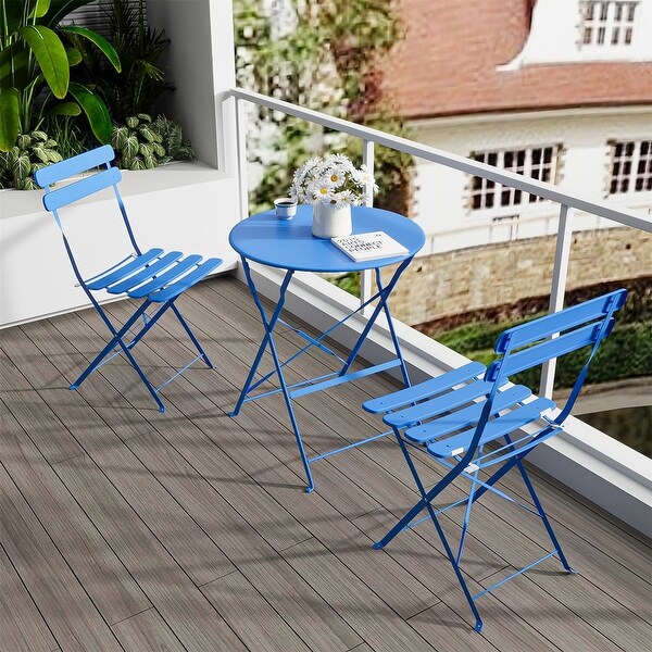 Merax 3 Pieces Patio Bistro Balcony Metal Set