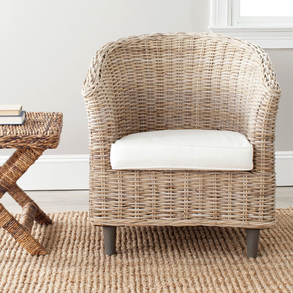 Naomi Rattan Barrel Chair  Natural Unfinished/Whitewash   Tropical   Armchairs And Accent Chairs   by Rustic Home Furniture Deco  Houzz