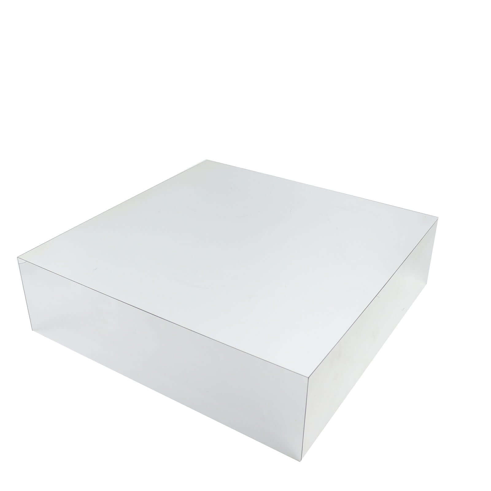 Silver Acrylic Cake Box Stand, Mirror Finish Display Box Pedestal Riser with Hollow Bottom 18