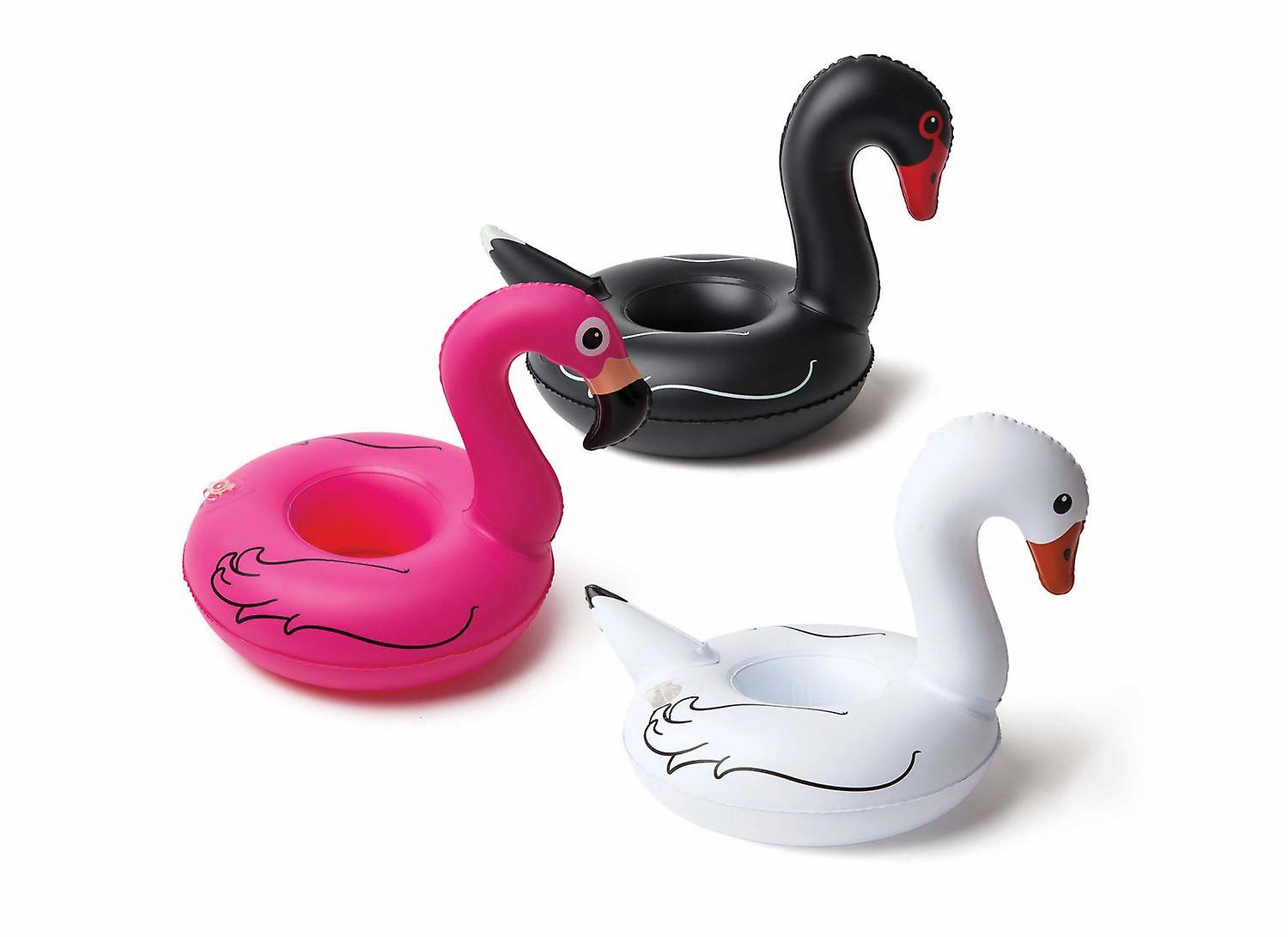 3-Pack Inflatable Liquid Beverage Holder Flamingo Black and White Swan