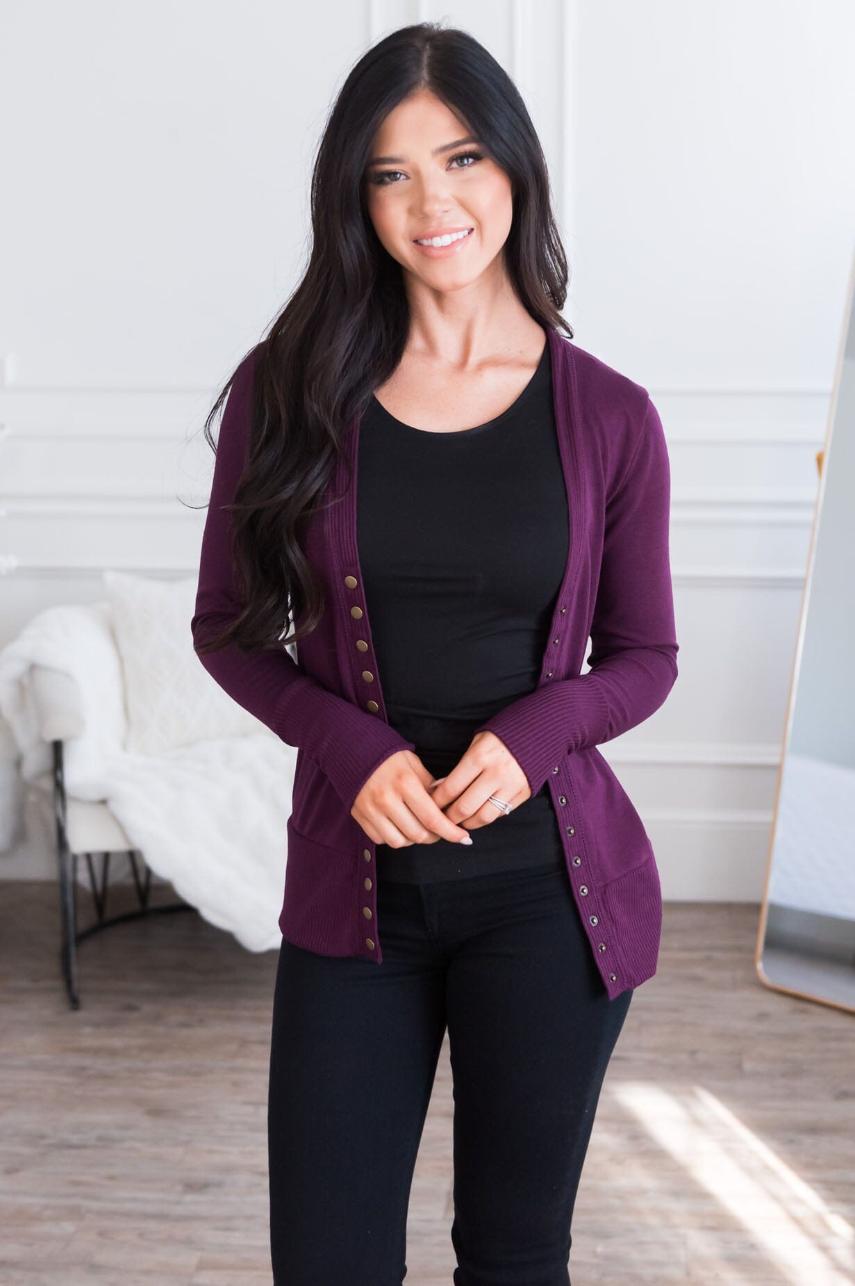 Free Soul Modest Button Cardigan