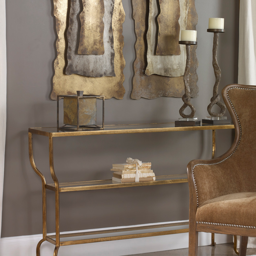 Deline Gold Console Table   Contemporary   Console Tables   by Ownax  Houzz