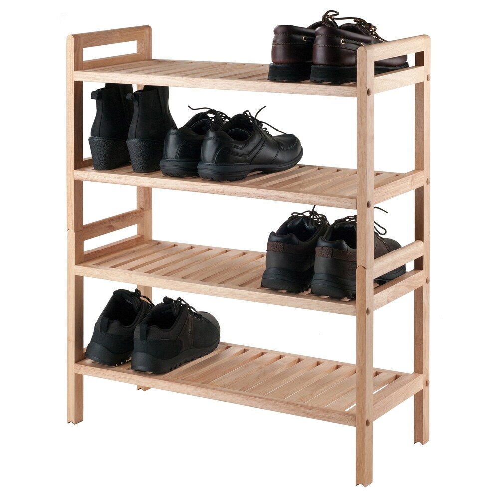 Winsome Mercury Natural Solid Wood Stackable Shoe Rack Set   2 Piece