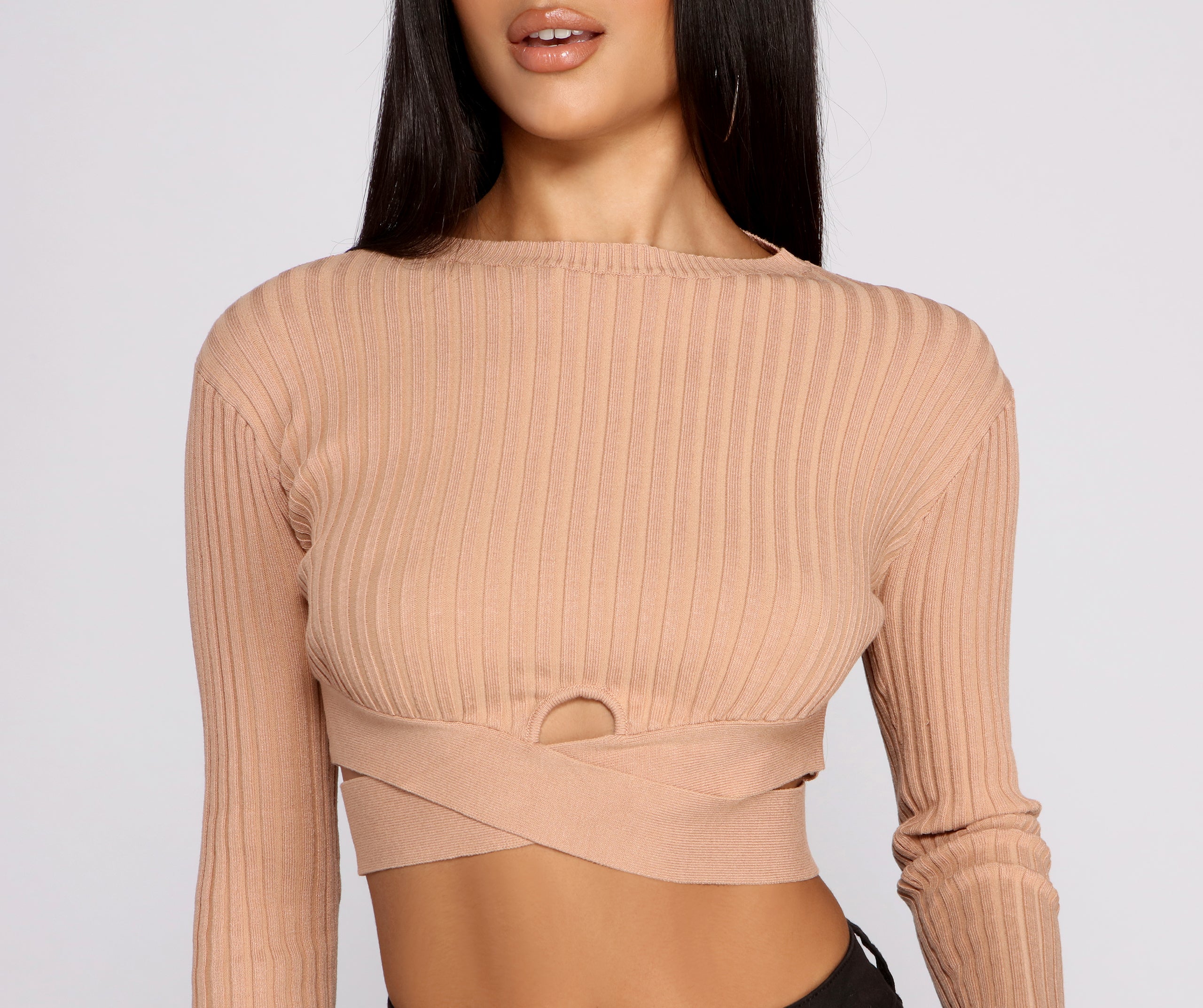 Trendy Girl Ribbed Knit Cropped Sweater