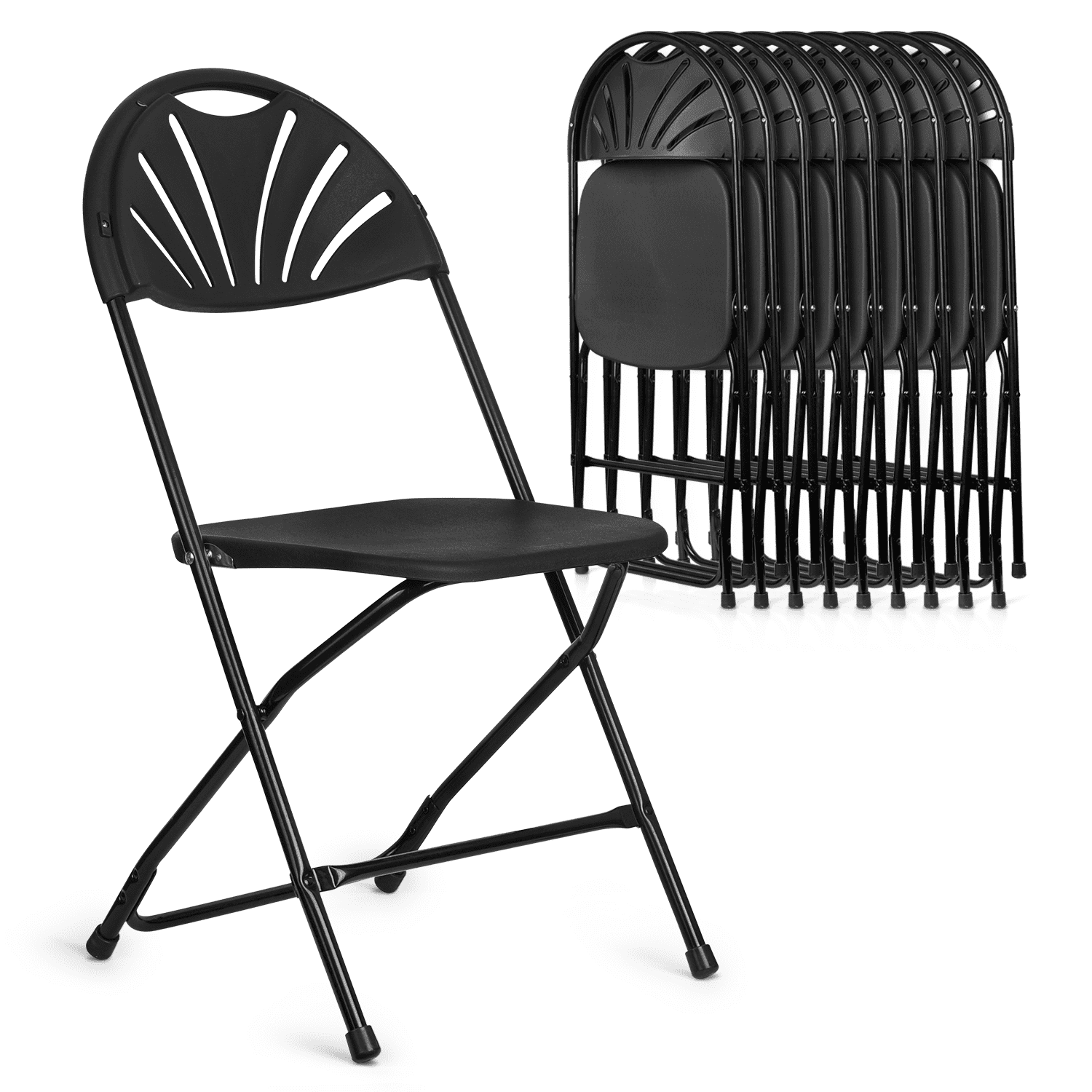 MoNiBloom 10pcs Folding Chair Plastic Portable Stackable Patio Seat for Indoor Outdoor Wedding Party Picnic, Black