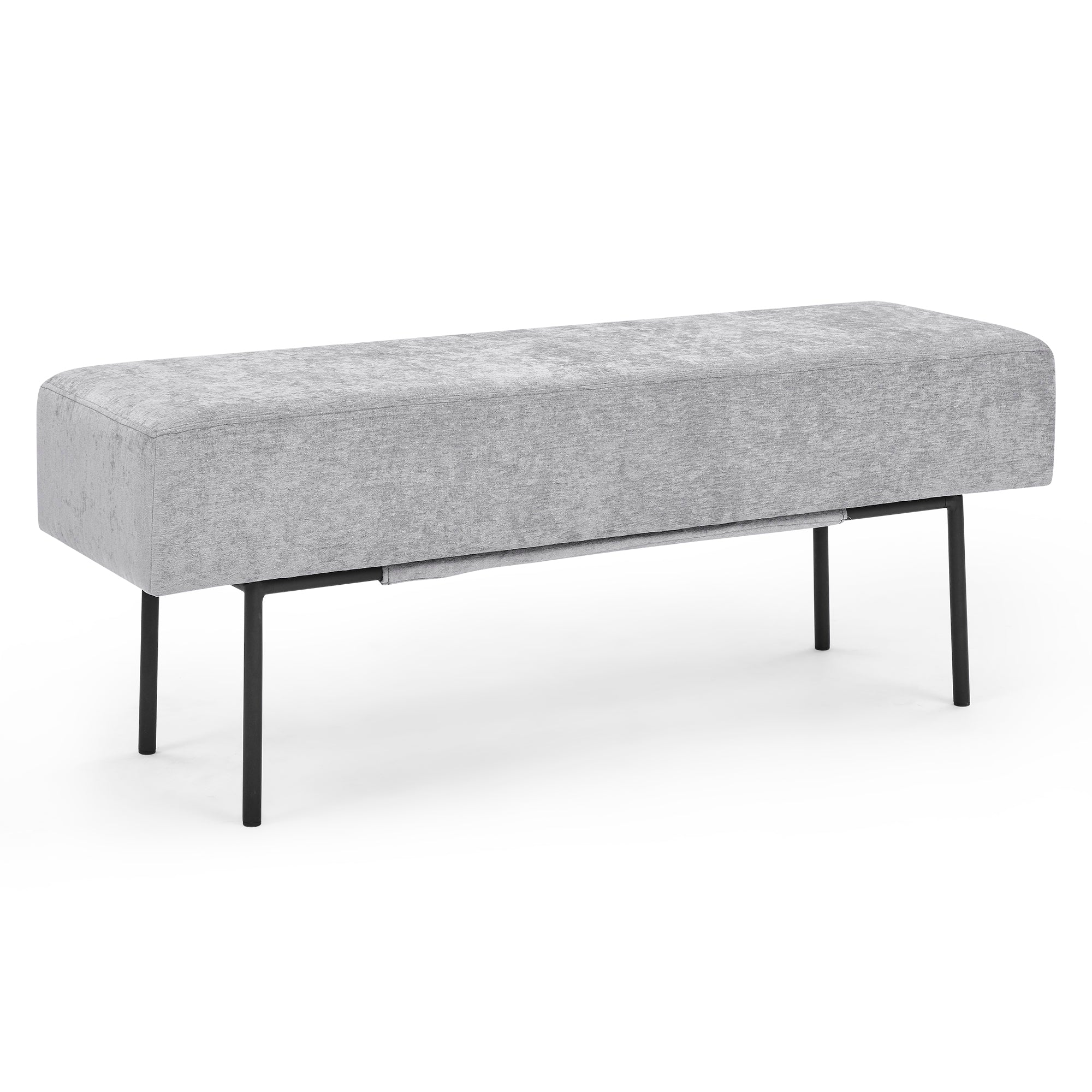 LANTRO JS Contemporary Style Bedroom Chenille Upholstered Bench, Grey,( 45