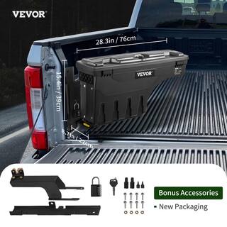 VEVOR 28 in. Black ABS Truck Bed Storage Box 6.6 Gal. Driver Side Truck Tool Box with Password Padlock for Super Duty 2017-21 KCLJGJXJSYCBDEE4PV0