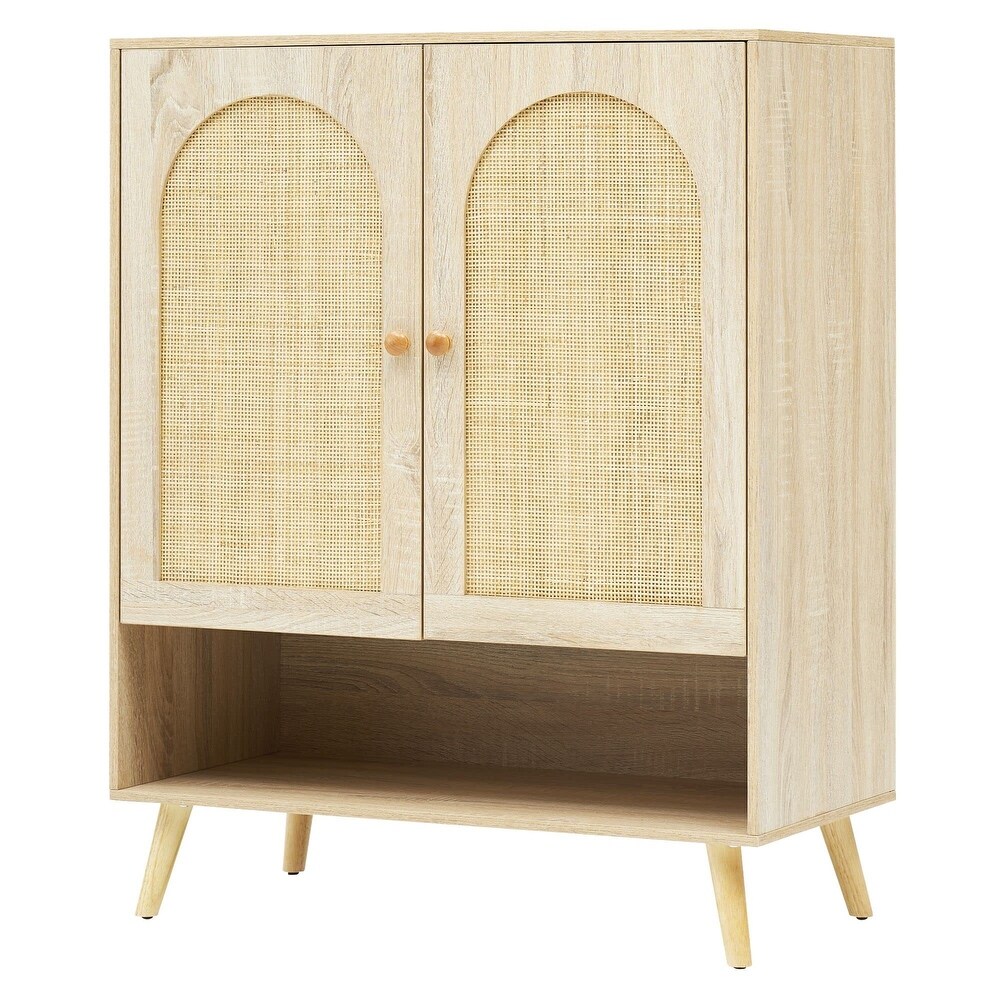 Natural Rattan Decoratedb 2 Doors Sideboard Buffet Cabinet