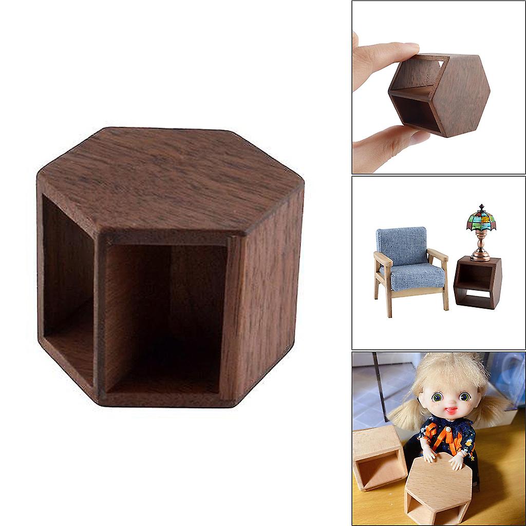 1/12 Dollhouse Miniature Toy Mini Walnut Wood End Table For Doll House Decor