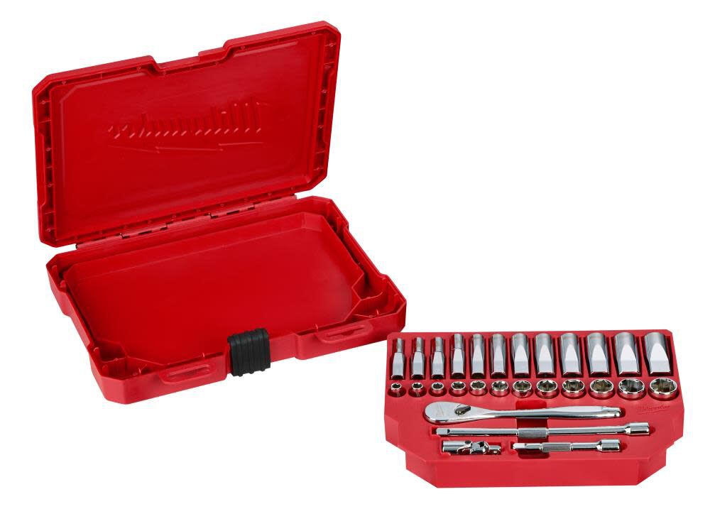 Milwaukee 1/4 in. Drive 28 pc. Ratchet and Socket Set - Metric 48-22-9504 from Milwaukee